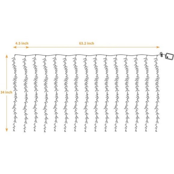 Artificial Vines Curtain Lights, Fake Greenery Garland Willow Leaves with Lights - Picture 5 of 8